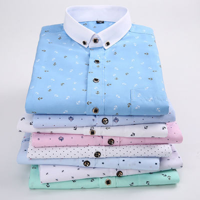Polyester Fiber Men's Summer Floral Print Short-Sleeved Shirt Casual and Youth Design