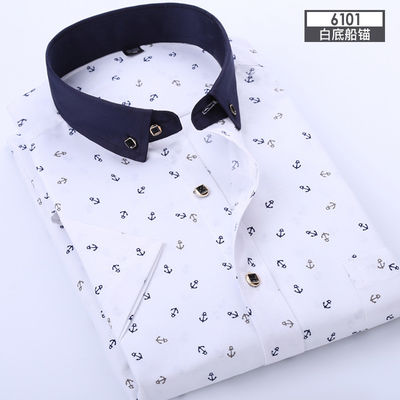 Polyester Fiber Men's Summer Floral Print Short-Sleeved Shirt Casual and Youth Design