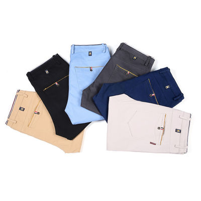Men's Four Seasons Stretch Casual Pants with Slim Straight Design and Light Wash