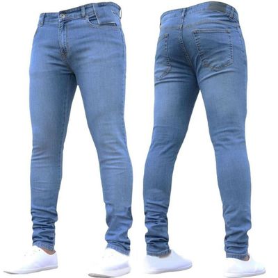 Support 7 Days Sample Order Lead Time Men's Tight Jeans Solid Color Denim Pencil Jeans