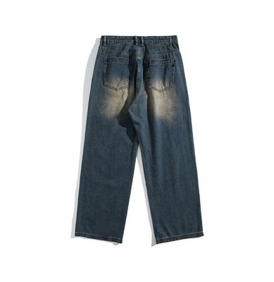 Support 7 Days Sample Order Lead Time 2023 Vintage Distressed Wide-Leg Mop Jeans for Men