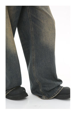 Support 7 Days Sample Order Lead Time 2023 Vintage Distressed Wide-Leg Mop Jeans for Men