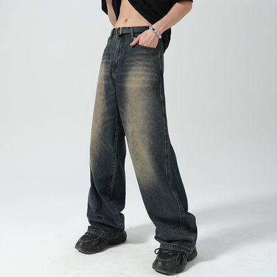 Support 7 Days Sample Order Lead Time 2023 Vintage Distressed Wide-Leg Mop Jeans for Men