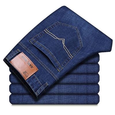 Thick Stretch Mens Jeans Loose Straight Tube High Waist Plus Size Casual Wash SAND WASH