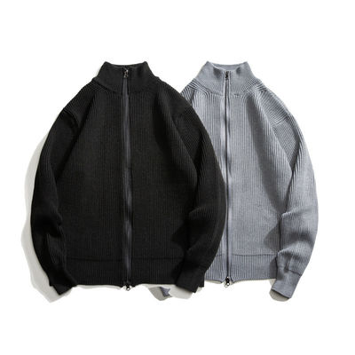 Zipper Cardigan Men's Turtleneck Knitted Sweater with 100% Polyester in Spring Season