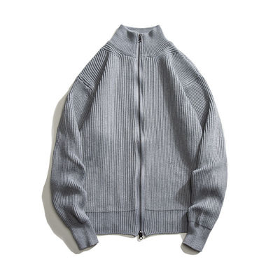 Zipper Cardigan Men's Turtleneck Knitted Sweater with 100% Polyester in Spring Season