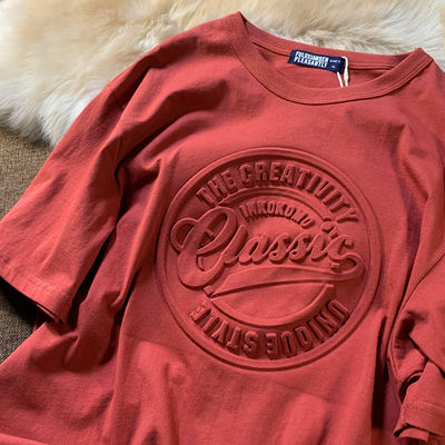 Custom Design Vintage Men's T-Shirt 3D Puff Print Breathable 180Grams Polyester Fiber