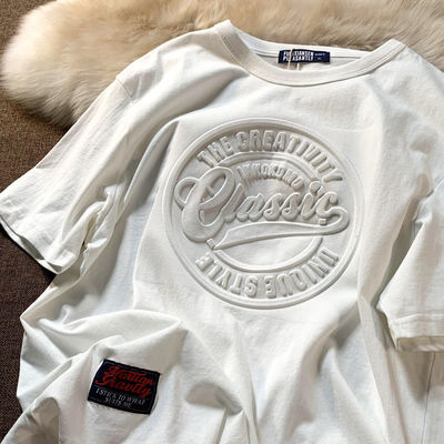 Custom Design Vintage Men's T-Shirt 3D Puff Print Breathable 180Grams Polyester Fiber