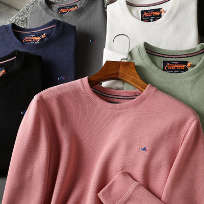 O-Neck Embroidered Men's Round Collar Sweater Terry Pullover Unlined and Workmanship