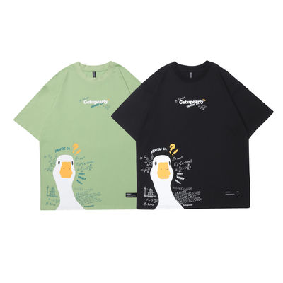 Youth Popularity 18-24Years old Summer Cartoon Duck Print Hip Hop Loose Couple T-shirt