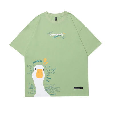 Youth Popularity 18-24Years old Summer Cartoon Duck Print Hip Hop Loose Couple T-shirt