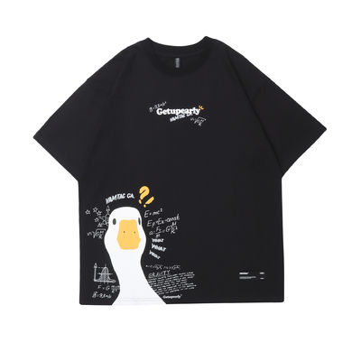 Youth Popularity 18-24Years old Summer Cartoon Duck Print Hip Hop Loose Couple T-shirt