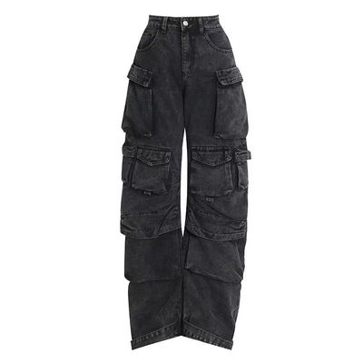 Cotton Denim Oversized Hiphop Embroiled Baggy Loose Men's Jeans for Sustainable Style