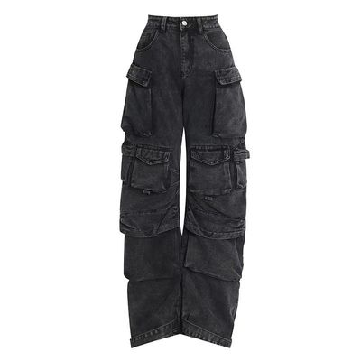 Cotton Denim Oversized Hiphop Embroiled Baggy Loose Men's Jeans for Sustainable Style