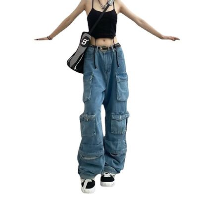 Cotton Denim Oversized Hiphop Embroiled Baggy Loose Men's Jeans for Sustainable Style