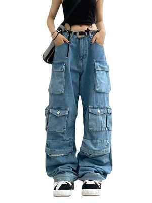 Cotton Denim Oversized Hiphop Embroiled Baggy Loose Men's Jeans for Sustainable Style