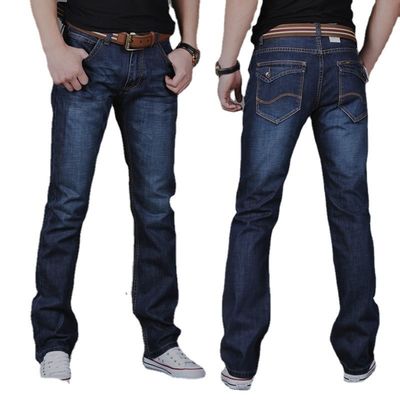 Zipper Fly XMAMLON Stretch Regular Fit Pants Fashion Men's Denim Slim Mid Waist Jeans