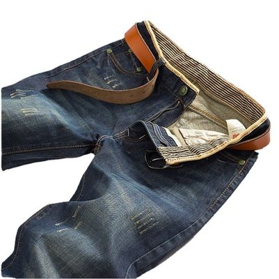 Zipper Fly XMAMLON Stretch Regular Fit Pants Fashion Men's Denim Slim Mid Waist Jeans