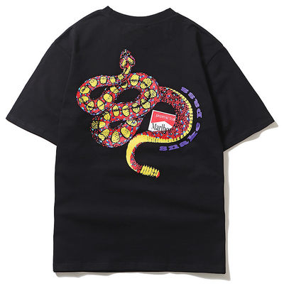 Youth Popularity Collarless Rattlesnake Printed Skateboard T-Shirt for 18-24 Years Old