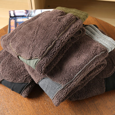 100% Cotton Embroidery Men's Fleece Lined Joggers Padded Warm Pants Trousers for Mid Waist