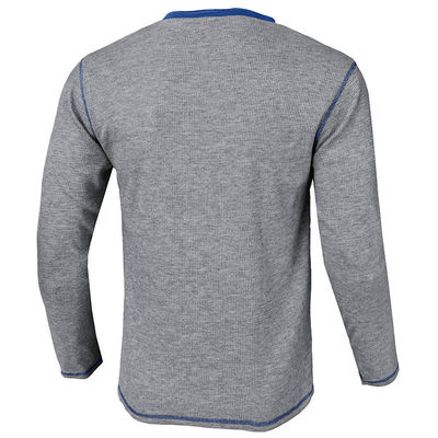 Long Sleeve Blank Men's Henley Cotton T-shirts Lightweight Button Tees with Round Neck
