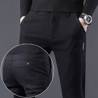 None Printing Methods Men's Casual Pants Elastic Cotton Suit Pants for Men's Clothing