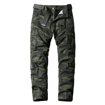 Men's Multi-Pocket Camouflage Overalls in Pure Cotton with Mid Waist and Straight Fit
