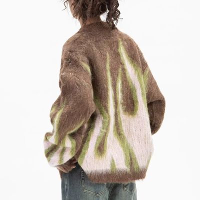 Computer Knitted Winter Flame Jacquard V-neck Men's Sweater for Casual Comfortability