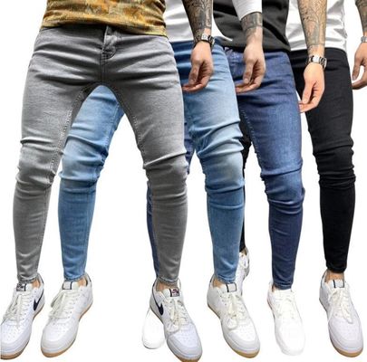 Custom Men's Skinny Jeans with Decoration Pockets No Printing Methods