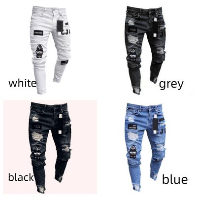 Custom Men's Skinny Jeans with Decoration Pockets No Printing Methods