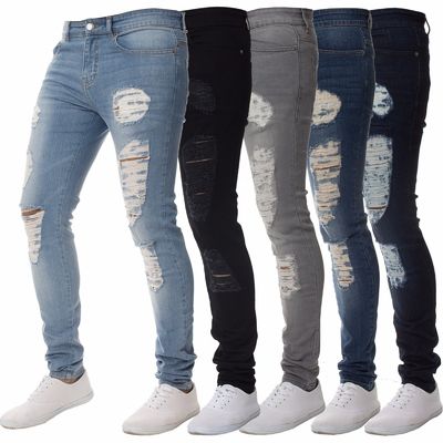 Custom Men's Skinny Jeans with Decoration Pockets No Printing Methods