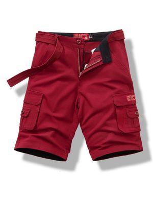 Men's Cargo Shorts Thick Cotton Material in Loose Fit with Multi-Pocket Convenience