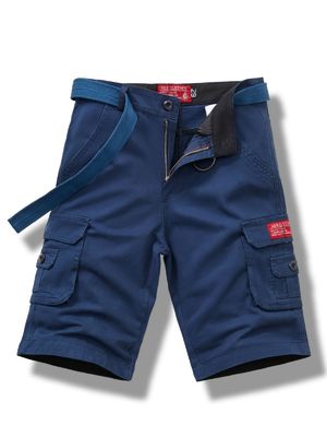 Men's Cargo Shorts Thick Cotton Material in Loose Fit with Multi-Pocket Convenience