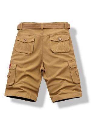Men's Cargo Shorts Thick Cotton Material in Loose Fit with Multi-Pocket Convenience
