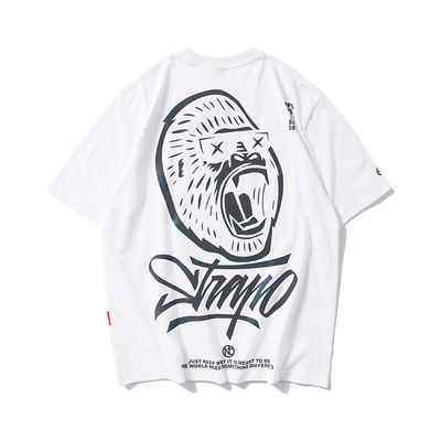 Custom Logo Hip Hop Style UV Reflective Fluorescence T-shirt Printing for Plus Size Men