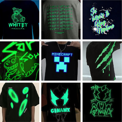 Custom Logo Hip Hop Style UV Reflective Fluorescence T-shirt Printing for Plus Size Men