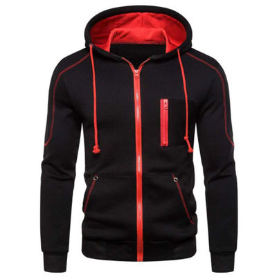 Men's Casual Zipper Jacket Pullover Sweatshirt in Cotton Fabric for Customization