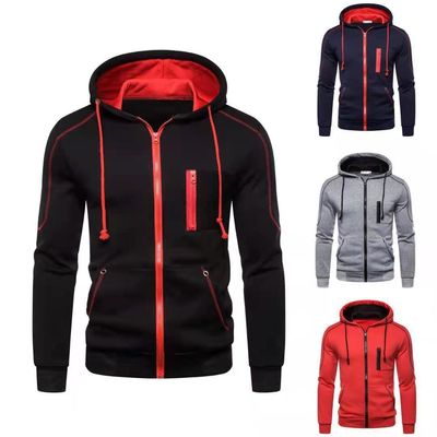 Men's Casual Zipper Jacket Pullover Sweatshirt in Cotton Fabric for Customization