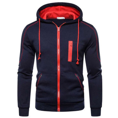 Men's Casual Zipper Jacket Pullover Sweatshirt in Cotton Fabric for Customization