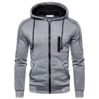 Men's Casual Zipper Jacket Pullover Sweatshirt in Cotton Fabric for Customization