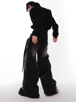 Men's Hip Hop Double Waisted Stacked Denim Jeans Trousers  In-Stock Items