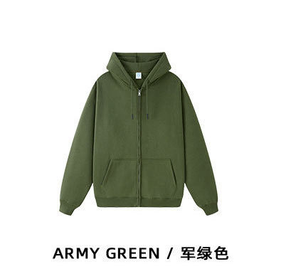 Custom Logo 350G Cotton Thick Sweatshirts with Zipper Regular Sleeves and Fabric Weight