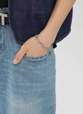 woven Polyester/Cotton Men's Straight Blue Jeans with Digital printing