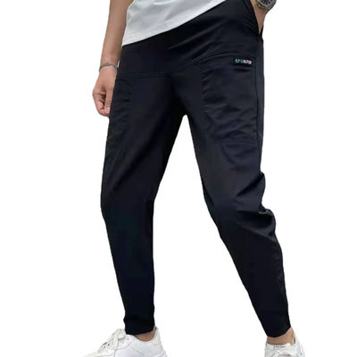 Flat Front Style Mens Cargo Pants InStock with Custom Buttons Loose Fitness Joggers