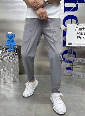 Flat Front Style Mens Cargo Pants InStock with Custom Buttons Loose Fitness Joggers