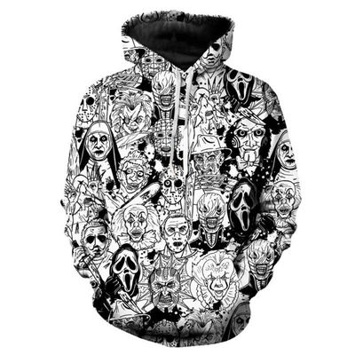 2023 Autumn/Winter Men's Hooded Hoodie with 3D Halloween Print in Polyester/Cotton Blend
