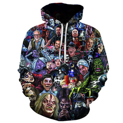 2023 Autumn/Winter Men's Hooded Hoodie with 3D Halloween Print in Polyester/Cotton Blend