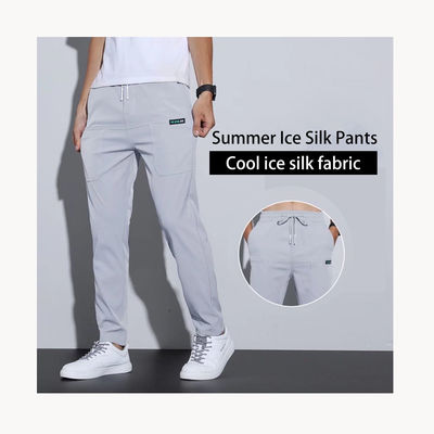 XMAMLON Men's Nylon Cargo Work Pants Ankle-length Stacked Sweat Track Pants for Working