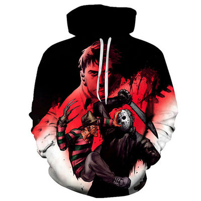 2023 Autumn/Winter Men's Hooded Hoodie with 3D Halloween Print in Polyester/Cotton Blend