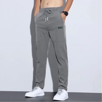 XMAMLON Men's Nylon Cargo Work Pants Ankle-length Stacked Sweat Track Pants for Working